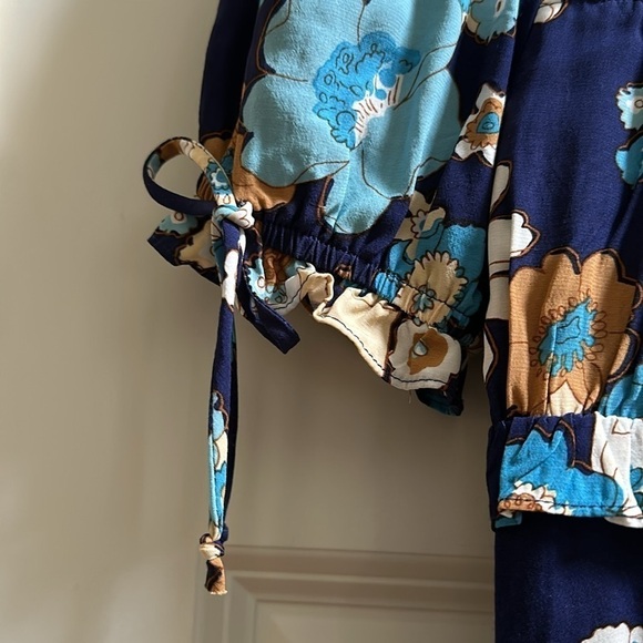 For Love & Lemons Sky Magnolia Mini Dress Floral print SzSmall in Shades of blue - Picture 4 of 12